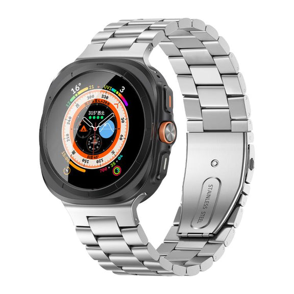 For Samsung Galaxy Watch Ultra 47mm Kalebol Three-bead Steel Watch Band(Silver)
