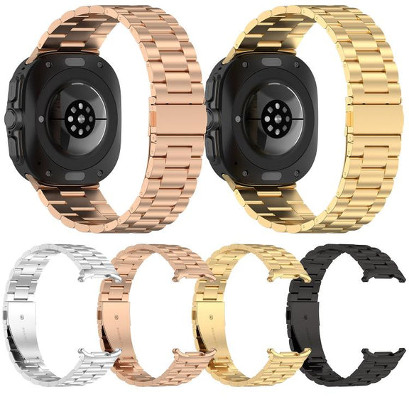 For Samsung Galaxy Watch Ultra 47mm Kalebol Three-bead Steel Watch Band(Black)