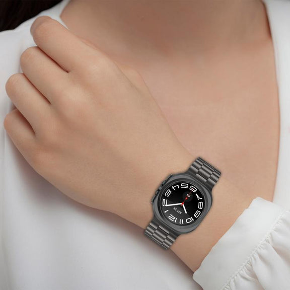 For Samsung Galaxy Watch Ultra 47mm Kalebol Three-bead Steel Watch Band(Black)