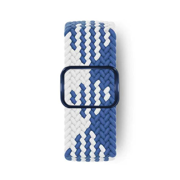 For Apple Watch 46mm / 49mm / 45mm / 44mm Kalebol Eight Buckle Nylon Braided Watch Band(Blue White)