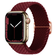 For Apple Watch 46mm / 49mm / 45mm / 44mm Kalebol Eight Buckle Nylon Braided Watch Band(Wine Red)