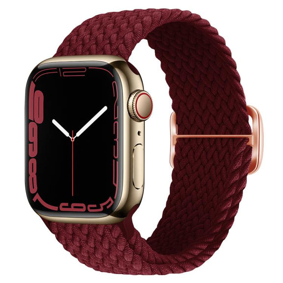 For Apple Watch 46mm / 49mm / 45mm / 44mm Kalebol Eight Buckle Nylon Braided Watch Band(Wine Red)