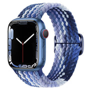 For Apple Watch 46mm / 49mm / 45mm / 44mm Kalebol Eight Buckle Nylon Braided Watch Band(Blueberry)