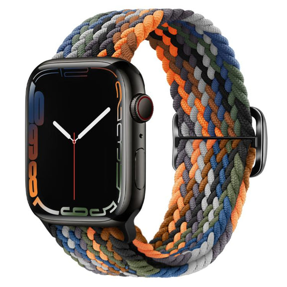 For Apple Watch 46mm / 49mm / 45mm / 44mm Kalebol Eight Buckle Nylon Braided Watch Band(Camouflage)