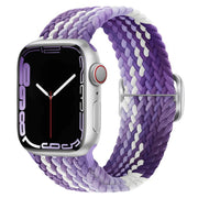 For Apple Watch 46mm / 49mm / 45mm / 44mm Kalebol Eight Buckle Nylon Braided Watch Band(Grape Purple)