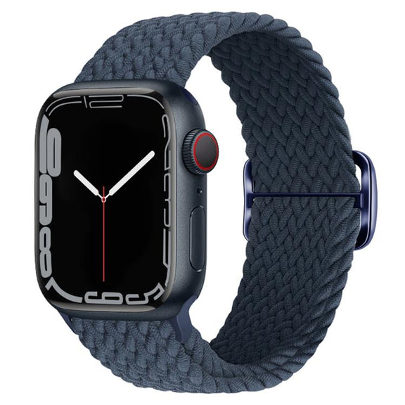 For Apple Watch 46mm / 49mm / 45mm / 44mm Kalebol Eight Buckle Nylon Braided Watch Band(Dark Blue)