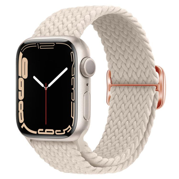 For Apple Watch 46mm / 49mm / 45mm / 44mm Kalebol Eight Buckle Nylon Braided Watch Band(Starlight)