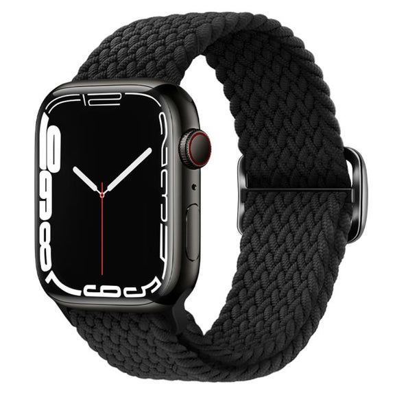 For Apple Watch 46mm / 49mm / 45mm / 44mm Kalebol Eight Buckle Nylon Braided Watch Band(Black)