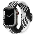 For Apple Watch 42mm / 41mm / 40mm / 38mm Kalebol Eight Buckle Nylon Braided Watch Band(Black White) - Watch Bands by Kalebol | Online Shopping South Africa | PMC TechLife | Buy Now Pay Later Mobicred
