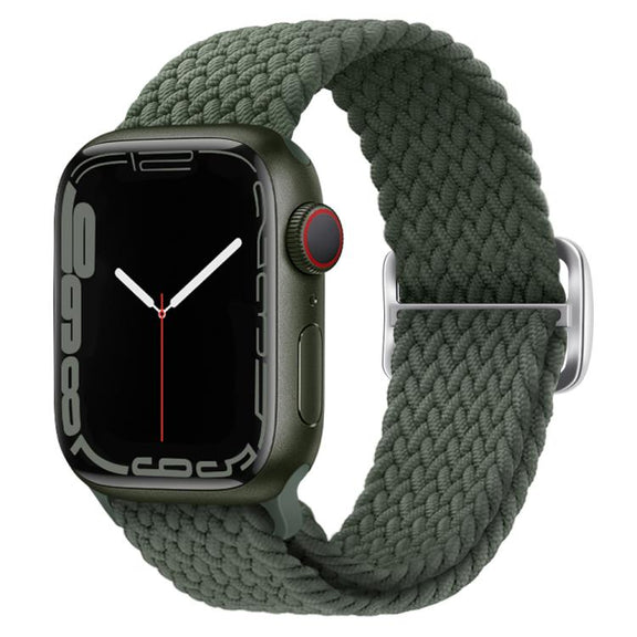 For Apple Watch 42mm / 41mm / 40mm / 38mm Kalebol Eight Buckle Nylon Braided Watch Band(Dark Green)
