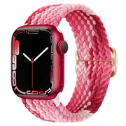 For Apple Watch 42mm / 41mm / 40mm / 38mm Kalebol Eight Buckle Nylon Braided Watch Band(Strawberry Red)