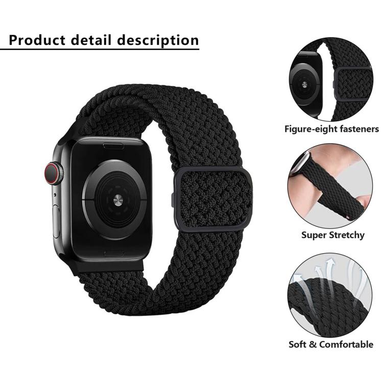 For Apple Watch 42mm / 41mm / 40mm / 38mm Kalebol Eight Buckle Nylon Braided Watch Band(Blue White)