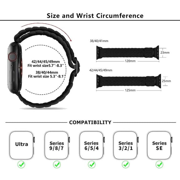 For Apple Watch 46mm / 49mm / 45mm / 44mm Kalebol Eight Buckle Nylon Braided Watch Band(Rainbow)
