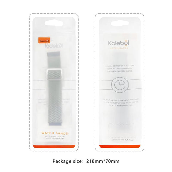 For Apple Watch 42mm / 41mm / 40mm / 38mm Kalebol Eight Buckle Nylon Braided Watch Band(Blue White)