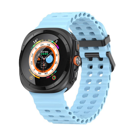 For Samsung Galaxy Watch Ultra 47mm Kalebol Porous Breathable Silicone Watch Band(Cloud Blue)