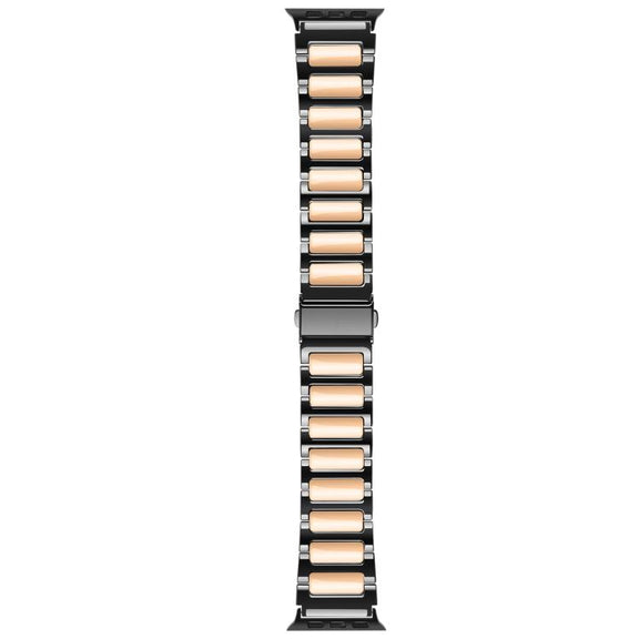 For Apple Watch 46mm / 49mm / 45mm / 44mm Kalebol Tooling Metal Zinc Alloy Watch Band(Black Rose Gold)