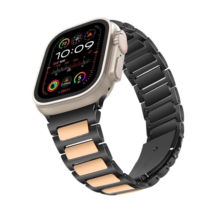 For Apple Watch 46mm / 49mm / 45mm / 44mm Kalebol Tooling Metal Zinc Alloy Watch Band(Black Rose Gold)