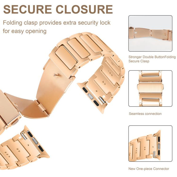 For Apple Watch 46mm / 49mm / 45mm / 44mm Kalebol Tooling Metal Zinc Alloy Watch Band(Rose Gold)