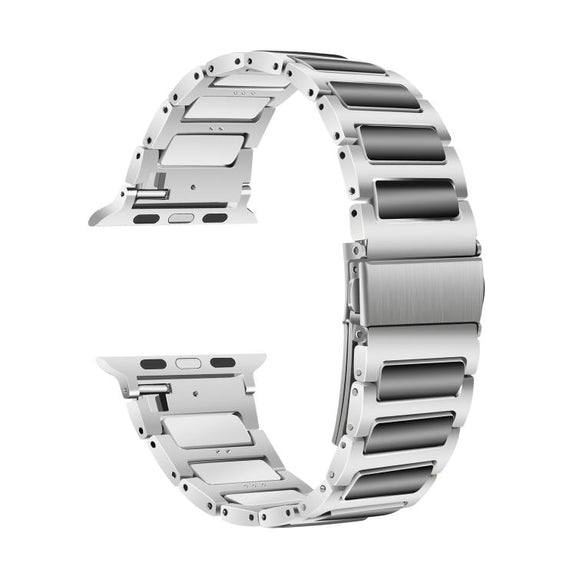 For Apple Watch 46mm / 49mm / 45mm / 44mm Kalebol Tooling Metal Zinc Alloy Watch Band(Silver Black)