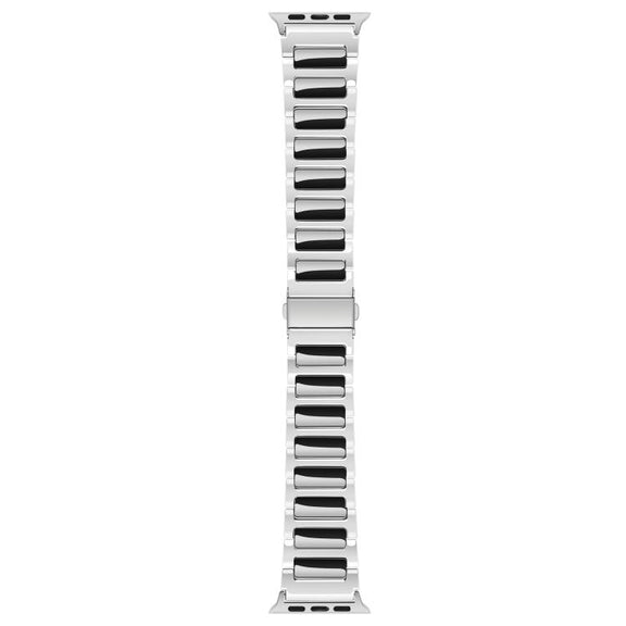 For Apple Watch 46mm / 49mm / 45mm / 44mm Kalebol Tooling Metal Zinc Alloy Watch Band(Silver Black)