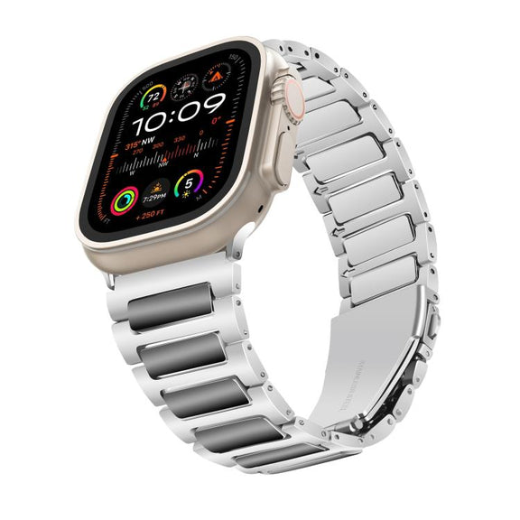 For Apple Watch 46mm / 49mm / 45mm / 44mm Kalebol Tooling Metal Zinc Alloy Watch Band(Silver Black)