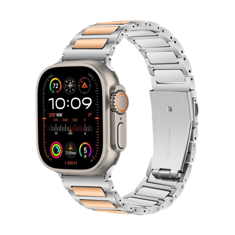 For Apple Watch 46mm / 49mm / 45mm / 44mm Kalebol Tooling Metal Zinc Alloy Watch Band(Silver Rose Gold)