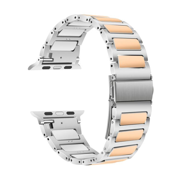For Apple Watch 46mm / 49mm / 45mm / 44mm Kalebol Tooling Metal Zinc Alloy Watch Band(Silver Rose Gold)