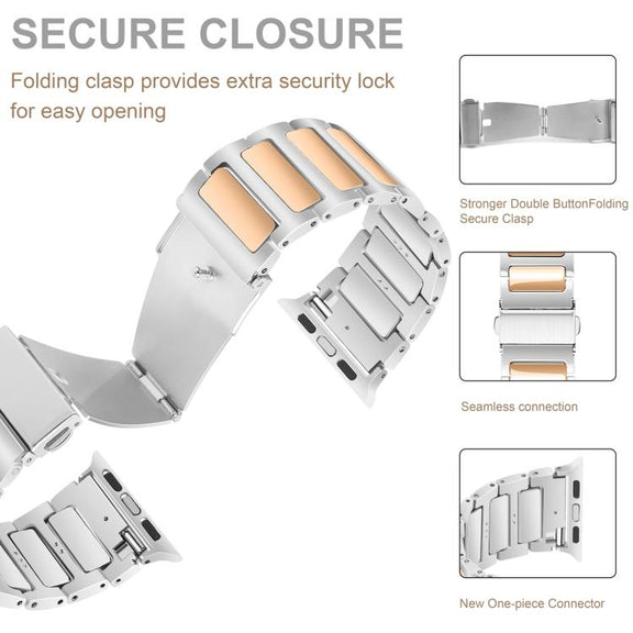 For Apple Watch 46mm / 49mm / 45mm / 44mm Kalebol Tooling Metal Zinc Alloy Watch Band(Silver Rose Gold)