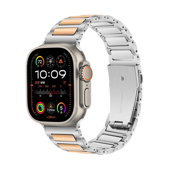 For Apple Watch 46mm / 49mm / 45mm / 44mm Kalebol Tooling Metal Zinc Alloy Watch Band(Silver Rose Gold)