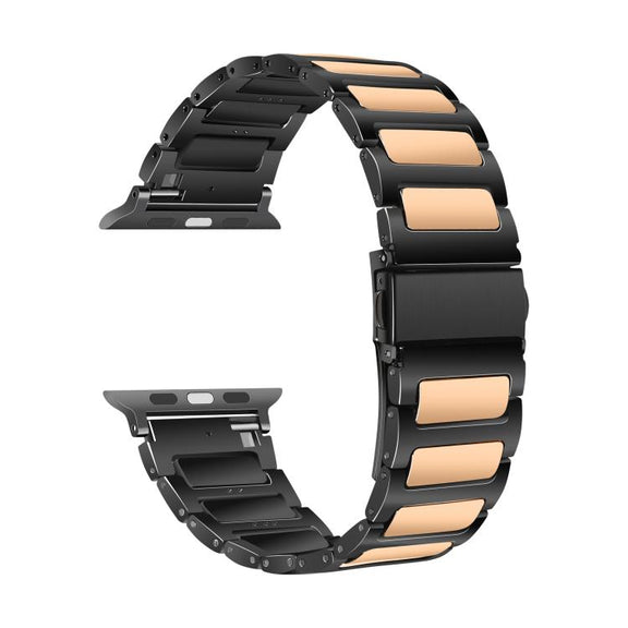 For Apple Watch 42mm / 41mm / 40mm / 38mm Kalebol Tooling Metal Zinc Alloy Watch Band(Black Rose Gold)
