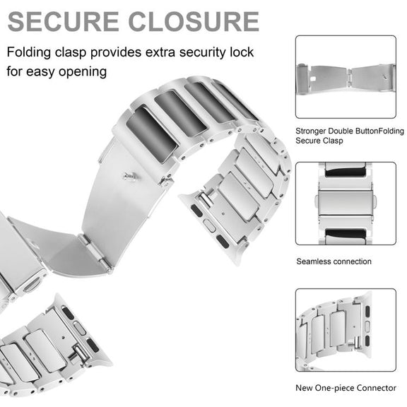 For Apple Watch 42mm / 41mm / 40mm / 38mm Kalebol Tooling Metal Zinc Alloy Watch Band(Silver Black)