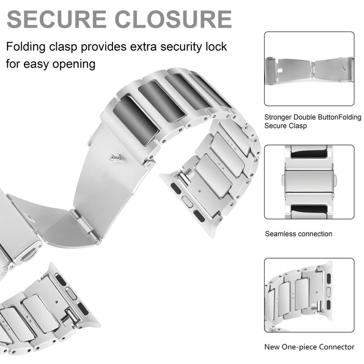 For Apple Watch 42mm / 41mm / 40mm / 38mm Kalebol Tooling Metal Zinc Alloy Watch Band(Silver Black)