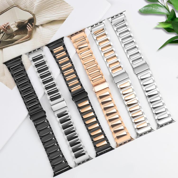 For Apple Watch 46mm / 49mm / 45mm / 44mm Kalebol Tooling Metal Zinc Alloy Watch Band(Black Rose Gold)