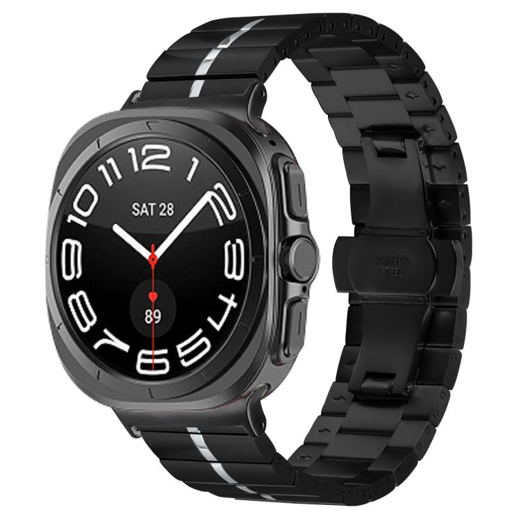 For Samsung Galaxy Watch Ultra 47mm / Ultra 2025 Kalebol One-bead Stainless Steel Watch Band(Black Silver) - free shipping - PMc TechLife - Order now!