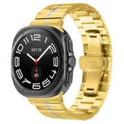 For Samsung Galaxy Watch Ultra 47mm Kalebol One-bead Stainless Steel Watch Band(Gold Silver)