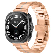 For Samsung Galaxy Watch Ultra 47mm / Ultra 2025 Kalebol One-bead Stainless Steel Watch Band(Rose Gold Silver)