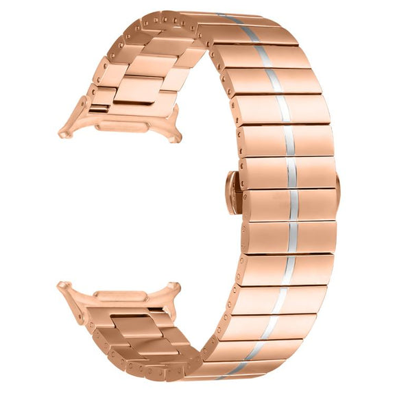 For Samsung Galaxy Watch Ultra 47mm / Ultra 2025 Kalebol One-bead Stainless Steel Watch Band(Rose Gold Silver)