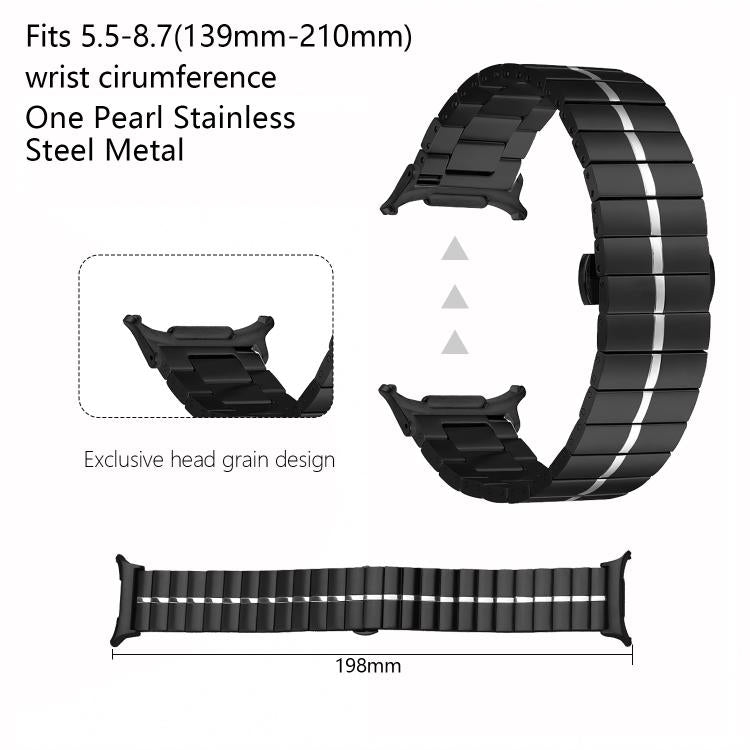 For Samsung Galaxy Watch Ultra 47mm / Ultra 2025 Kalebol One-bead Stainless Steel Watch Band(Rose Gold Silver)