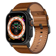 For Apple Watch 46mm / 49mm / 45mm / 44mm Kalebol Genuine Leather Watch Band(Black Red Brown)