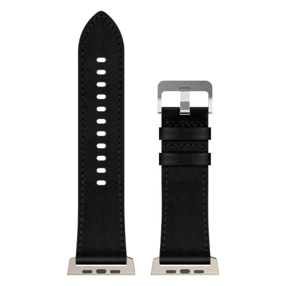For Apple Watch 46mm / 49mm / 45mm / 44mm Kalebol Genuine Leather Watch Band(Titanium Black)