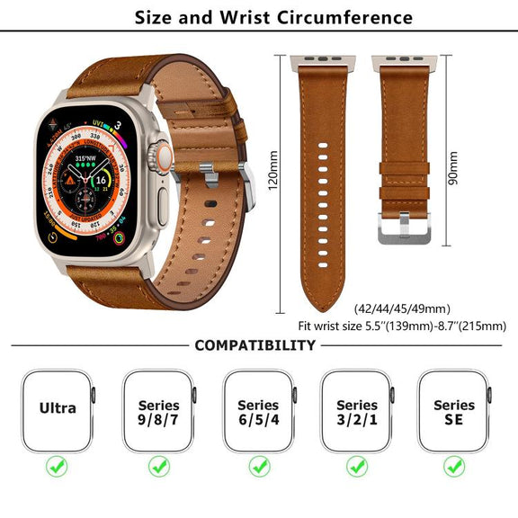 For Apple Watch 46mm / 49mm / 45mm / 44mm Kalebol Genuine Leather Watch Band(Black)