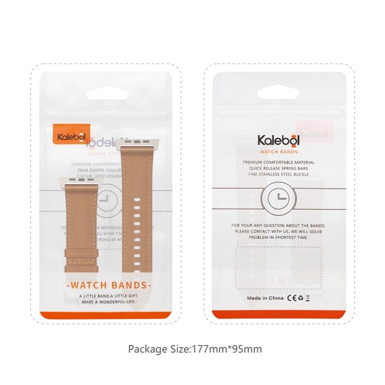 For Apple Watch 46mm / 49mm / 45mm / 44mm Kalebol Genuine Leather Watch Band(Black Dark Brown) - free shipping - PMc TechLife - Order now!