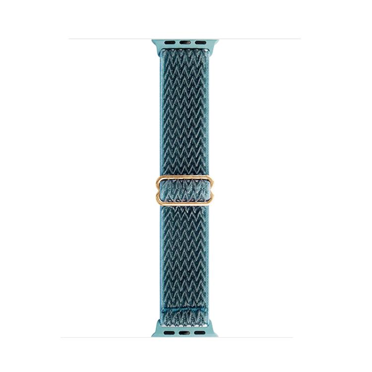 For Apple Watch 46mm / 49mm / 45mm / 44mm Kalebol Eight Buckle Wavy Braided Nylon Watch Band(Emerald Green)