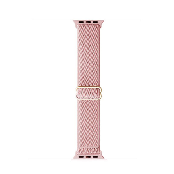 For Apple Watch 46mm / 49mm / 45mm / 44mm Kalebol Eight Buckle Wavy Braided Nylon Watch Band(Pink)