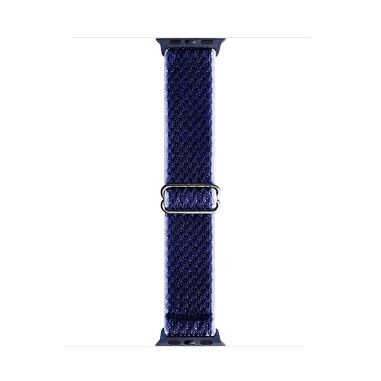 For Apple Watch 46mm / 49mm / 45mm / 44mm Kalebol Eight Buckle Wavy Braided Nylon Watch Band(Navy Blue)