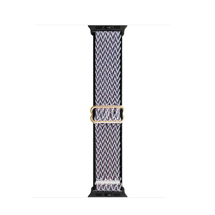For Apple Watch 46mm / 49mm / 45mm / 44mm Kalebol Eight Buckle Wavy Braided Nylon Watch Band(Black Grey)