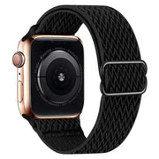 For Apple Watch 46mm / 49mm / 45mm / 44mm Kalebol Eight Buckle Wavy Braided Nylon Watch Band(Black)