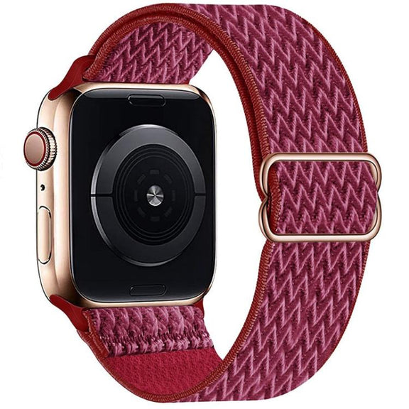 For Apple Watch 46mm / 49mm / 45mm / 44mm Kalebol Eight Buckle Wavy Braided Nylon Watch Band(Wine Red)