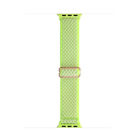 For Apple Watch 46mm / 49mm / 45mm / 44mm Kalebol Eight Buckle Wavy Braided Nylon Watch Band(Bright Green)
