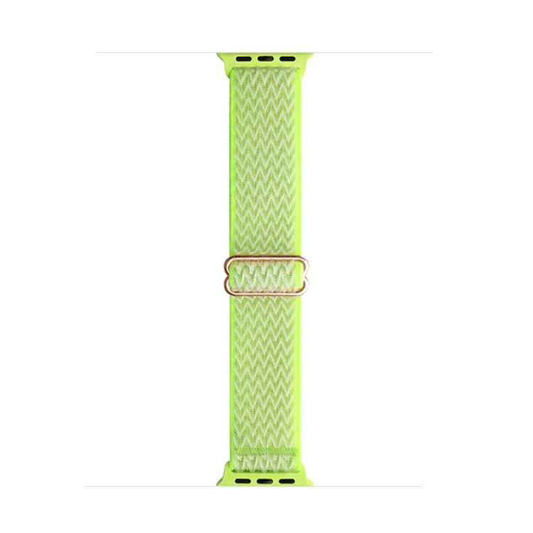 For Apple Watch 46mm / 49mm / 45mm / 44mm Kalebol Eight Buckle Wavy Braided Nylon Watch Band(Bright Green)
